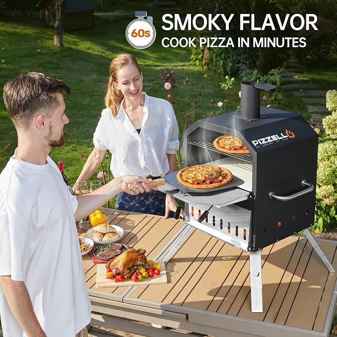 PIZZELLO Pizzello Outdoor Pizza Oven 16'' Large Wood Fired 2-Layer Pizza Ovens - Image 2