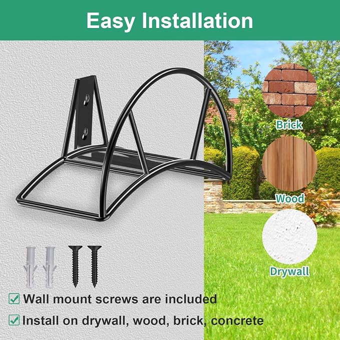 TomCare Garden Hose Holder Wall Mount Metal Water Hose Holder Holds 125Ft Hoses - Image 3