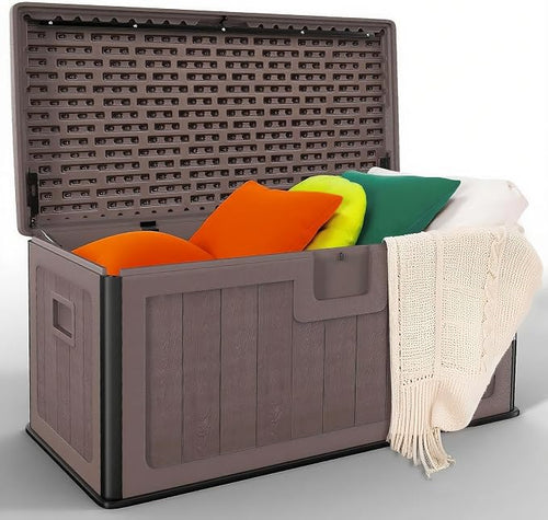 100 Gallon Deck Box, Double-Wall Construction Waterproof Outdoor Patio Storage by JOCOEVOL