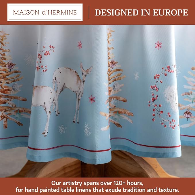 Maison d' Hermine Table Cloth Round Table 100% Cotton 63 Inches Fall Tablecloth - Image 2