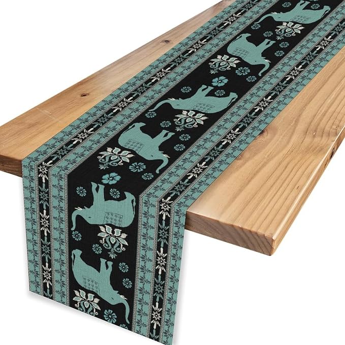 African Tribal Table Runner, Boho Elephants Tribal Traditional Indian Diwali - Image 4