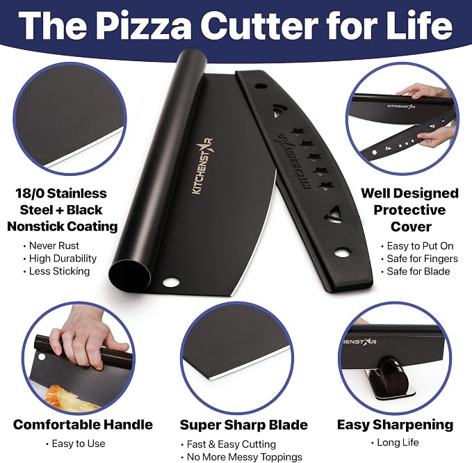 KitchenStar 12-Inch Pizza Cutter Rocker Blade - Image 3