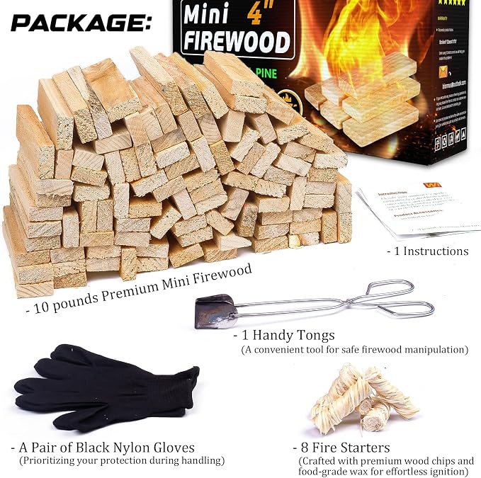 Mini Fire Stick with Fire Starter & Tongs, Tabletop Fire Pit, BBQ Grill - Image 4