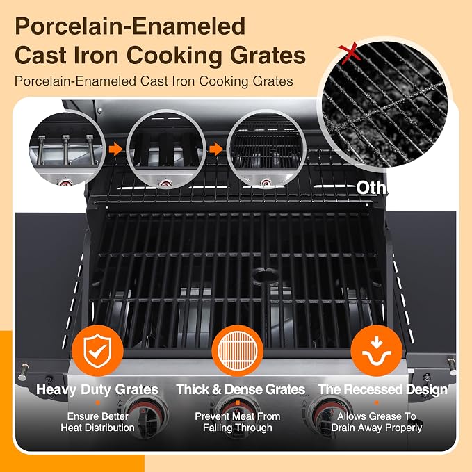 Propane Gas BBQ Grill, Upgraded 30, 000 BTU Stainless Steel Barbecue Grill - Image 4