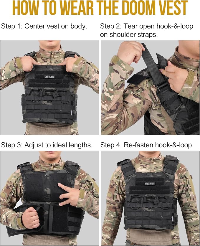OneTigris DOOM Tactical Vest, Adjustable Airsoft Vest MOLLE Vest - Image 5