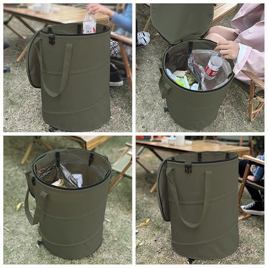 Pop up Camping Trash can with lid, Collapsible 24 Gallons Trash can with - Image 7