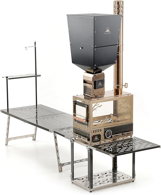 M8 Pellet Stove Pro with Pellet Burner/Oven/Base/Camping Table—Portable by CAMPJOURNEY
