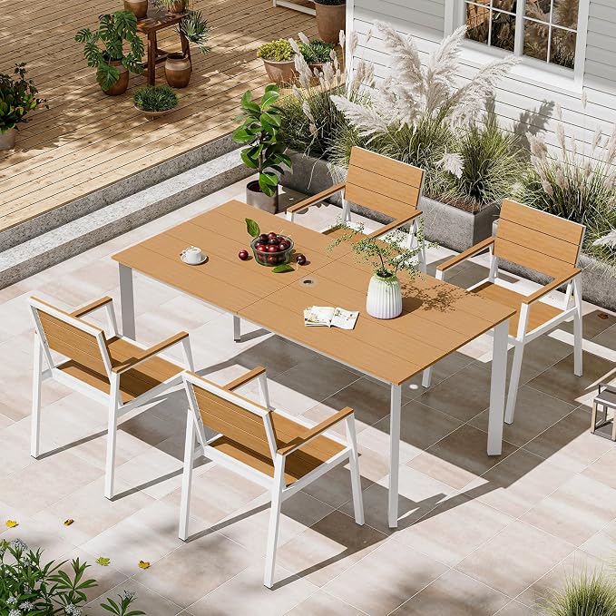Patio Table and Chairs Set, 5 Piece Outdoor Dining Set by Oasbira