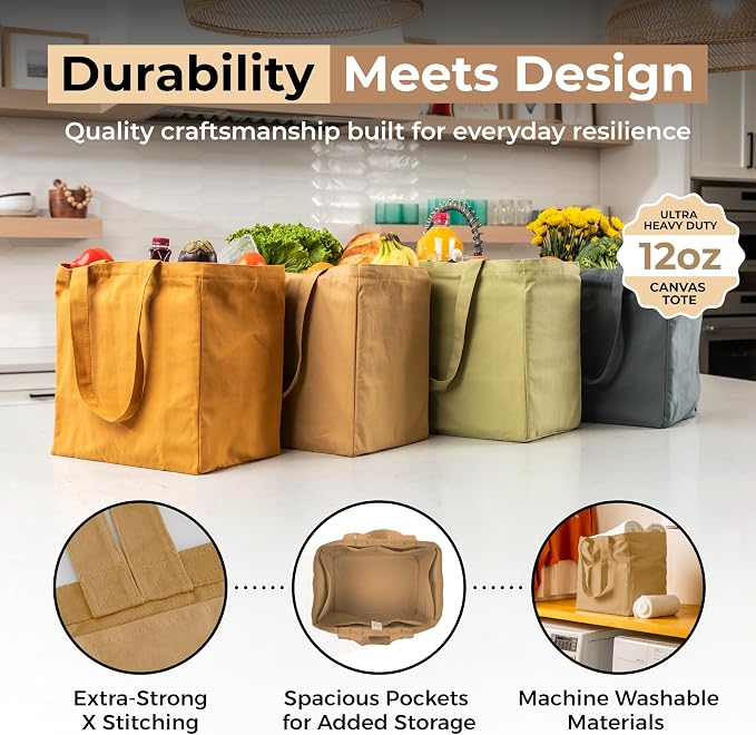 VeraMia Canvas Grocery Bag 3pc XL Set - Image 3