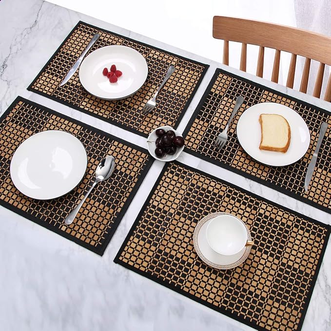 Placemats Set of 6 for Dining Table, Bamboo Place Mats for Kitchen Table Decor - Image 3