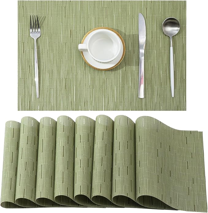 Leetaltree Pea Green Placemats Set of 8 by Leetaltree-ArtatEveryTable