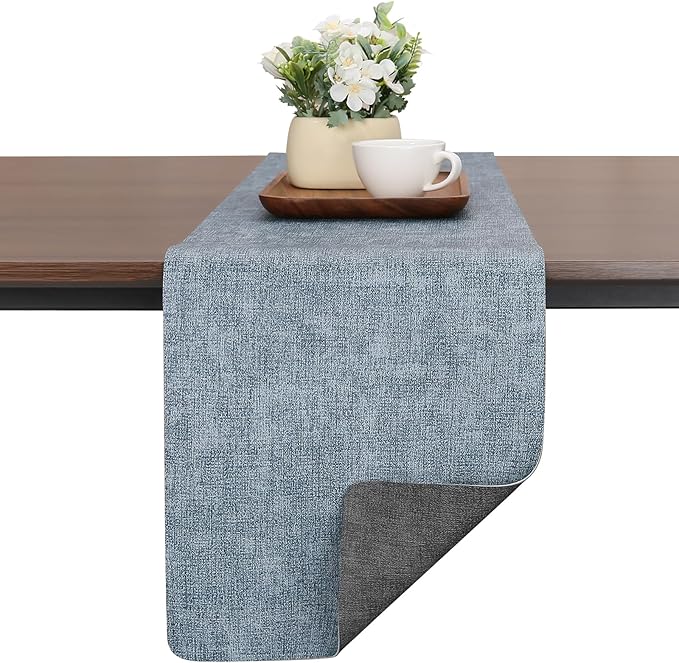 Table Runners 94 Inches Long, Dual-Sided Faux Leather Farmhouse Table Runner by Chitomars
