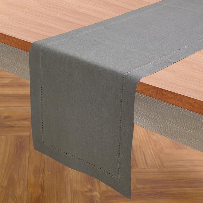 Solino Home Linen Steel Gray Table Runner 72 Inches Long - Image 2