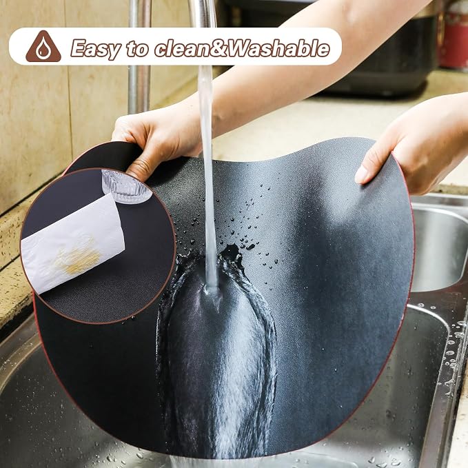 Oval Placemats Set of 6 Reversible Black and Red Faux Leather Placemat - Image 6