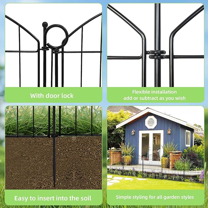 Decorative Garden Fence 32in x24ft, 10 Pack No Dig Fence Animal Barrier - Image 7