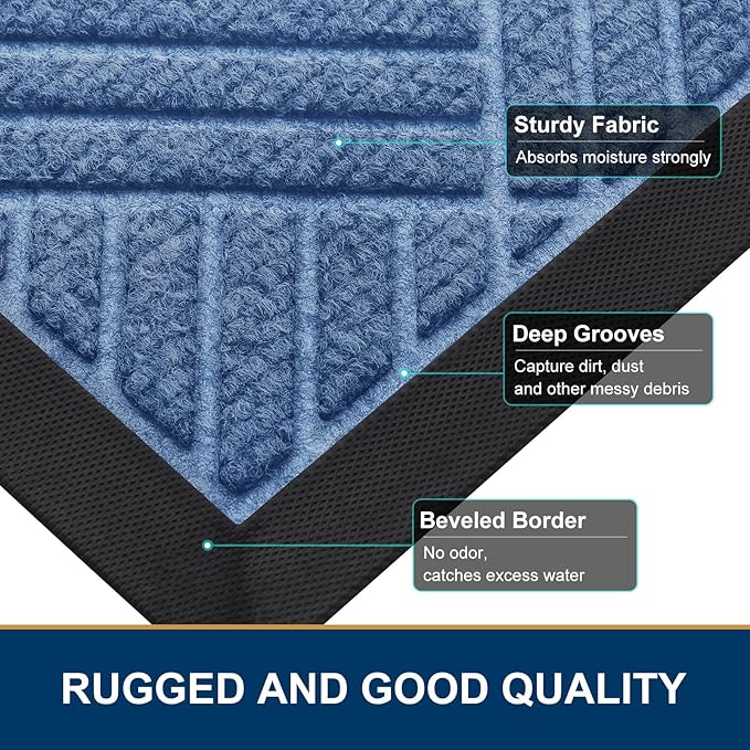 Smiry Front Door Mat Outside Entrance, Heavy Duty Outdoor Indoor Mat, Natural - Image 4