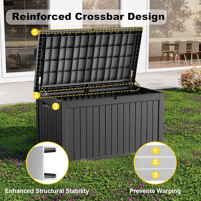 280 Gallon Waterproof Outdoor Storage Box, UV Resistant Resin Deck Box - Image 7
