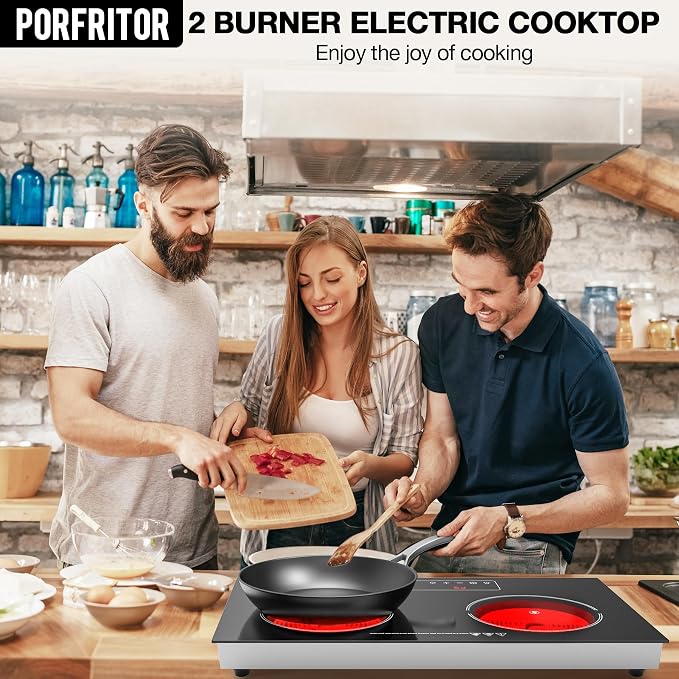 Electric Cooktop, 110V 2400W 2 Burner Electric Cooktop, Countertop and Built-in - Image 2