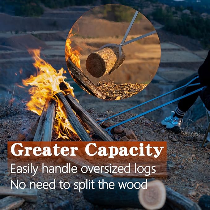 Tongs Set: 2-Piece Stainless Steel Log Grabber and 40-Inch Fire Poker