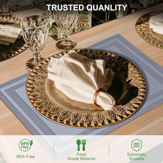 BETEAM Placemats Set of 6, Woven Vinyl Placemat - Image 2