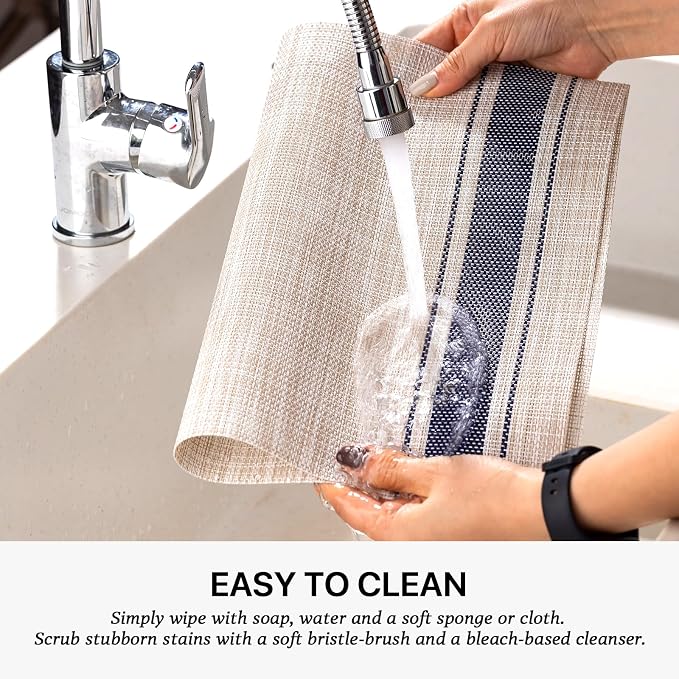 LEXMORE Placemats Set of 6 Vinyl/Plastic Woven Place Mats - Image 4