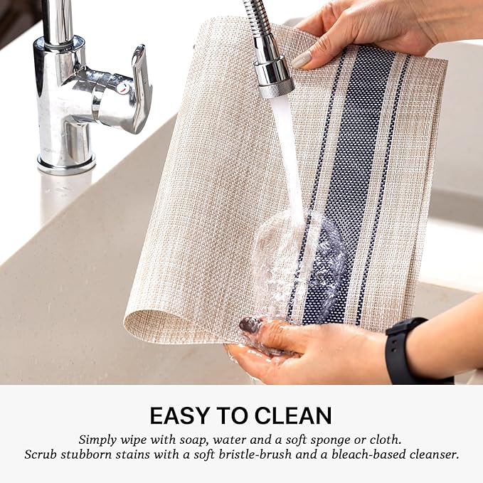 LEXMORE Placemats Set of 4 Vinyl/Plastic Woven Place Mats - Image 4