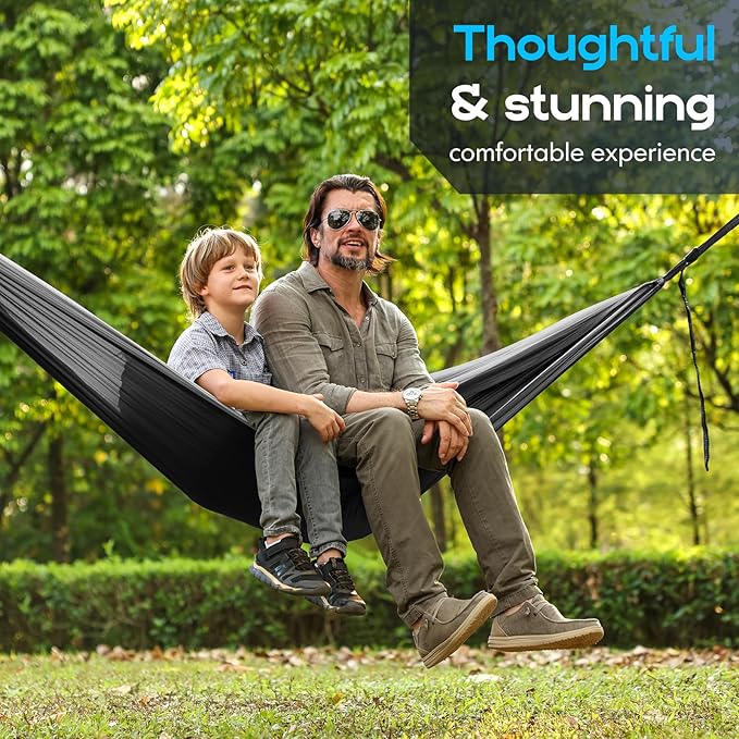 Hammock with Mosquito Net, Black and Grey Nylon