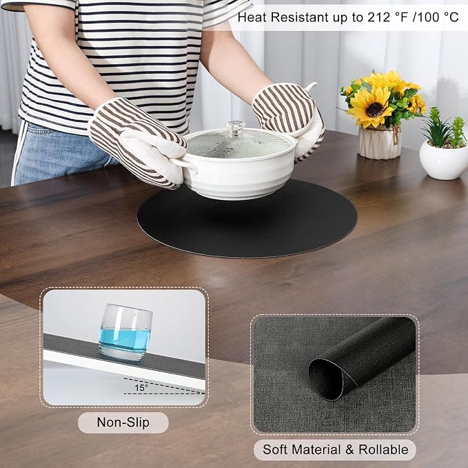 Myir JUN Round Placemats, Dual Sided Faux Leather Place Mats Set of 6 - Image 5