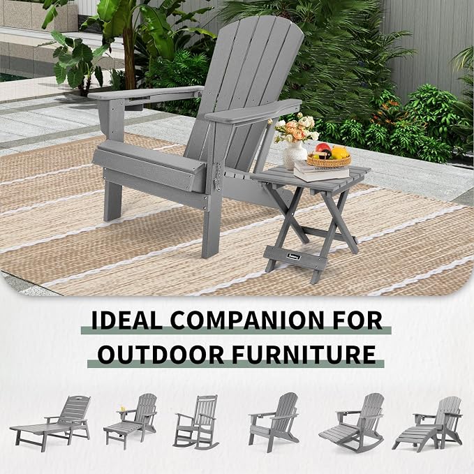 FUNBERRY Outdoor Folding Adirondack Side Table, Portable No Assembly Patio End - Image 8