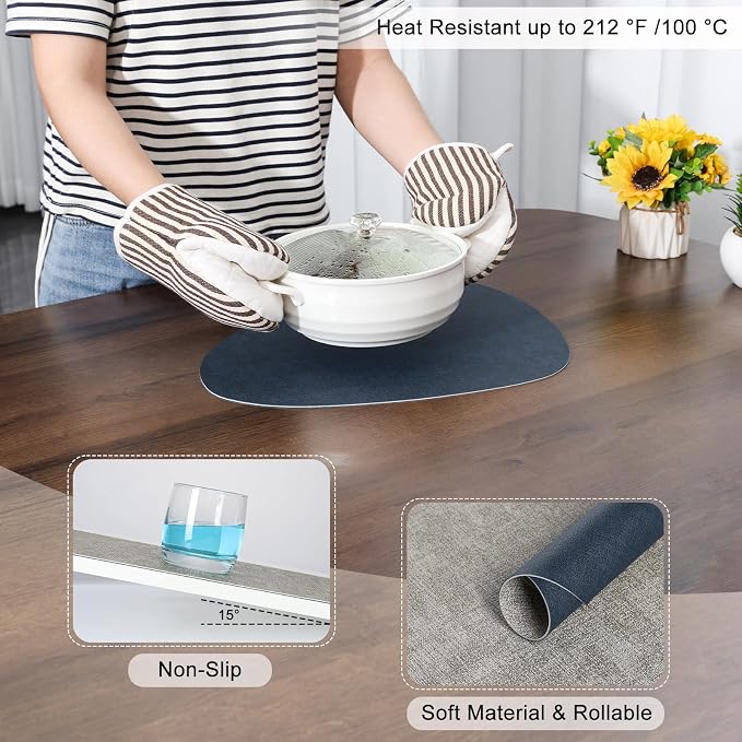 Placemats and Coasters, Washable Reversible Placemats Round Faux Leather - Image 5