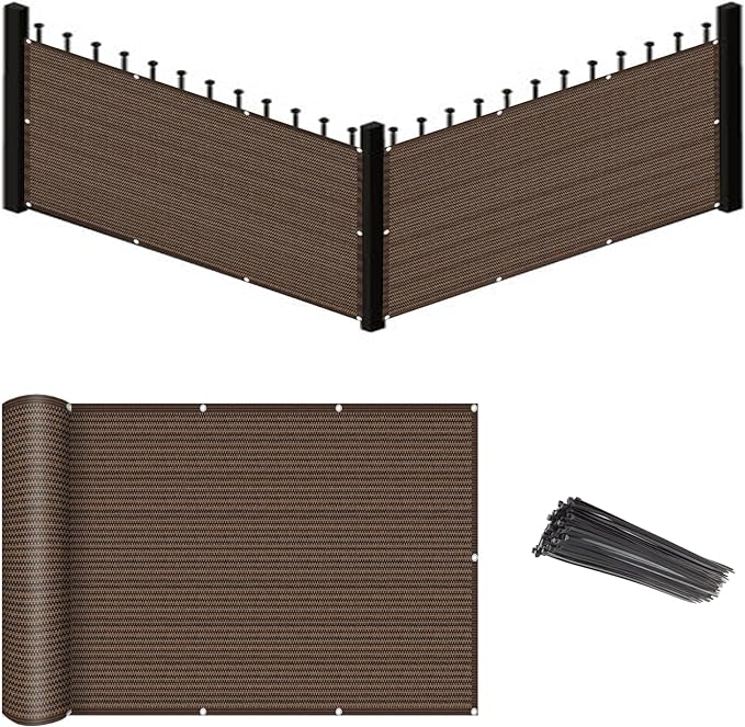 Eden's Decor Balcony Privacy Screen Brown 2'6"x 40' Cover Mesh Windscreen by EdensDecorInc
