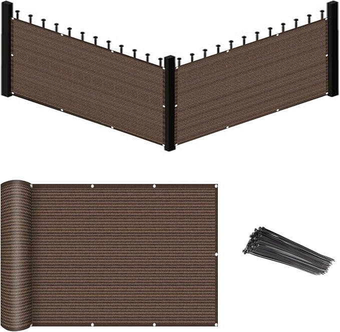 Eden's Decor Balcony Privacy Screen Brown 3'x 8' Cover Mesh Windscreen by EdensDecorInc