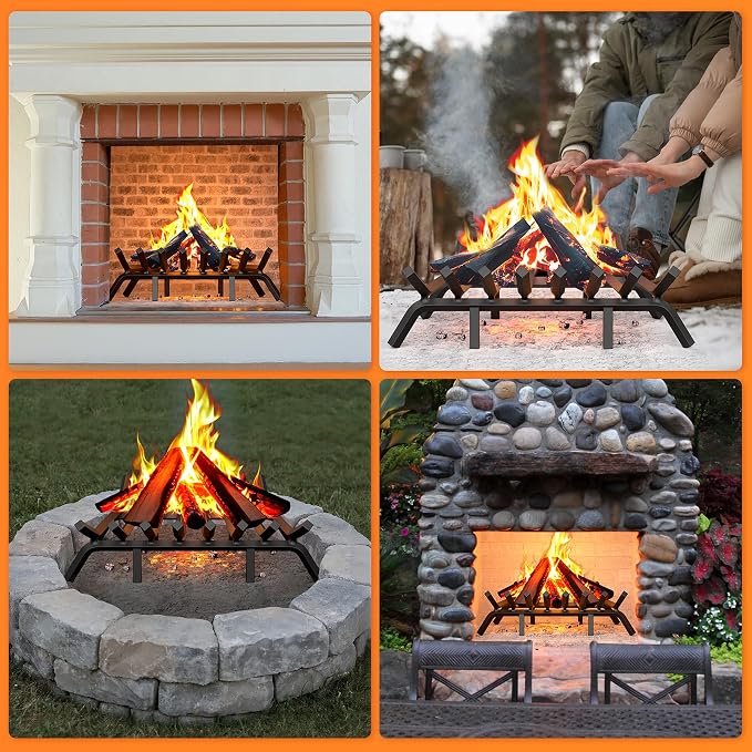 Fireplace Grate 30 Inch with 8 Support Legs, Solid Steel Heavy Duty Fireplace - Image 8
