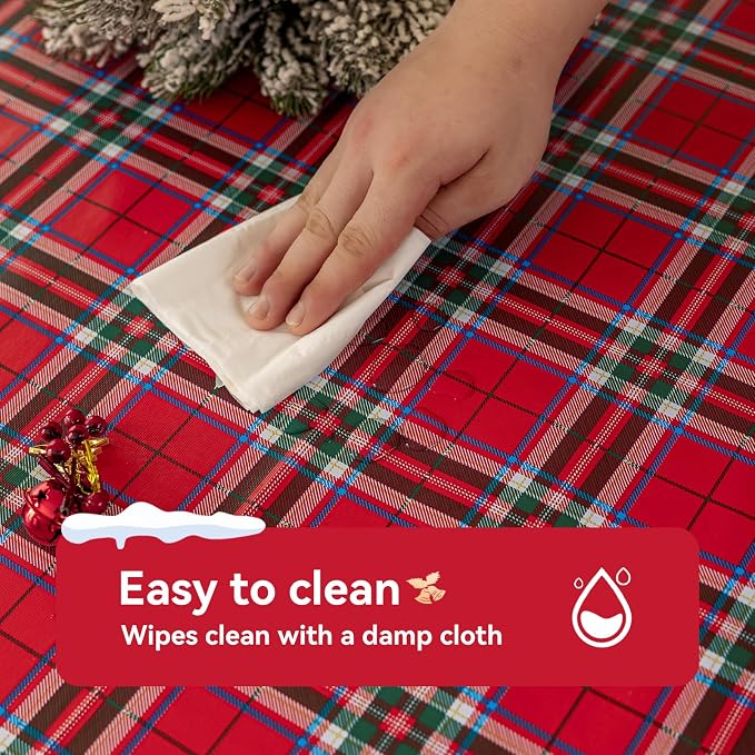 Romanstile Christmas Plaid Square Vinyl Tablecloth, 100% Waterproof Checkered - Image 5