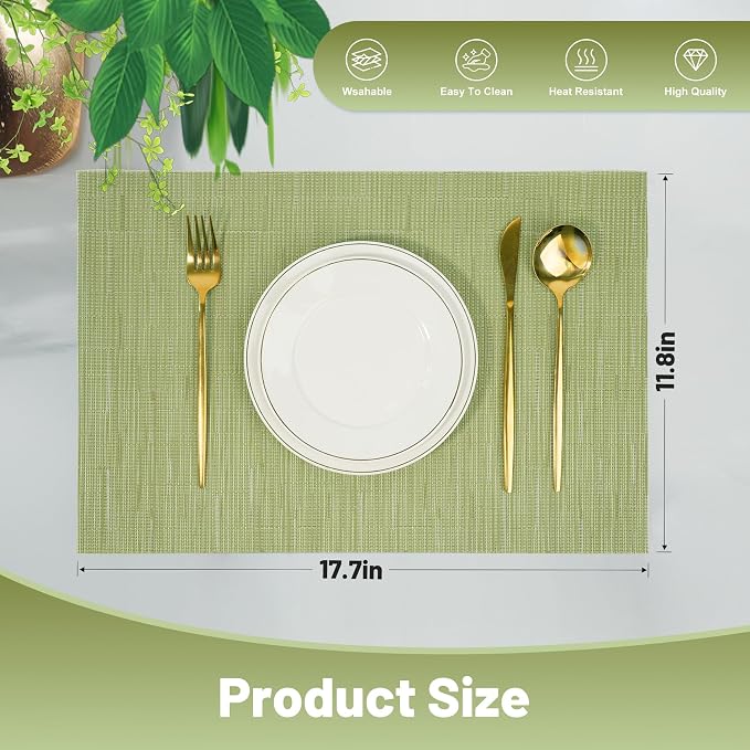 Placemats Set of 6，Christmas Non-Slip PVC Weave Table Mats Easy to Clean，Heat - Image 2