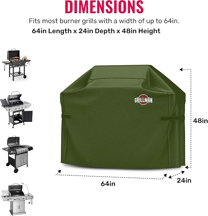 Grill Cover by Grillman, 64 Inch, BBQ Outdoor Grill Covers, Charcoal & Gas - Image 3