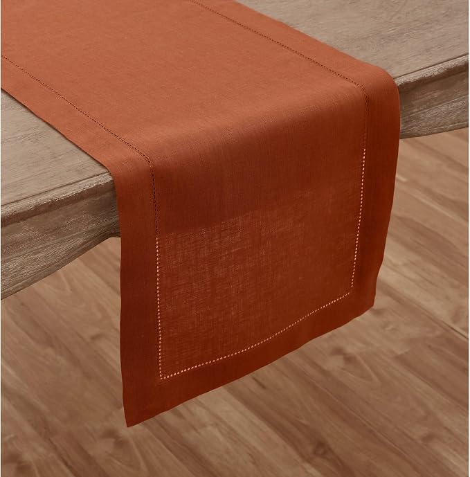 Solino Home Linen Cinnamon Table Runner 144 Inches Long - Image 2