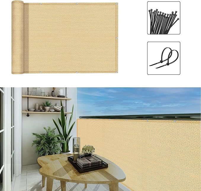 3'x16.4'Balcony Privacy Screen Cover Fence Cover UV Protection Weatherproof - Image 7