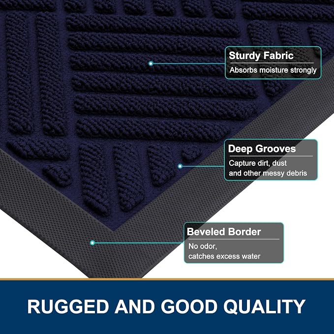 Smiry Front Door Mat Outside Entrance, Heavy Duty Outdoor Indoor Mat, Natural - Image 5