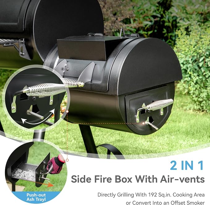 GREEN PARTY Offset Smoker Charcoal Grills - Image 7