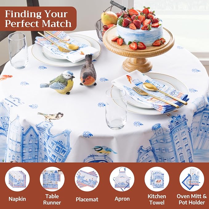 Maison d'Hermine Table Cloth Round Table 100% Cotton Tablecloth - Image 4