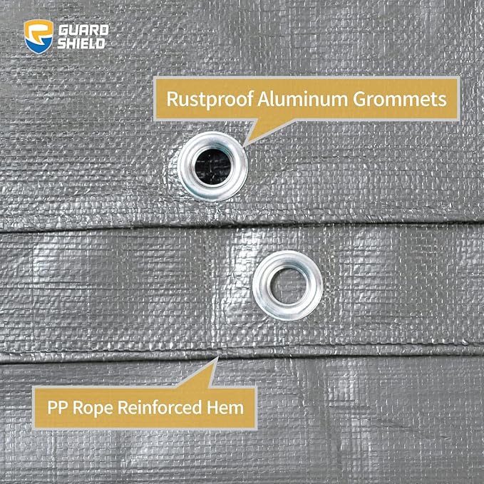 GUARD SHIELD Heavy Duty Tarp 12x20 Feet Silver/Black Multi Purpose Thick - Image 4