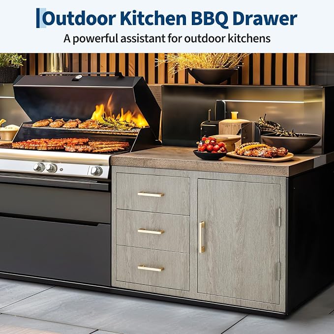 Stainless Steel Outdoor Kitchen Door Drawer Combo 38.2" W x 20.5" H x 22.6" D - Image 7