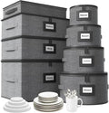Aokeyee China Storage Containers Hard Shell 8 Piece, Wine Glass, Plate Storage by Aokeyee