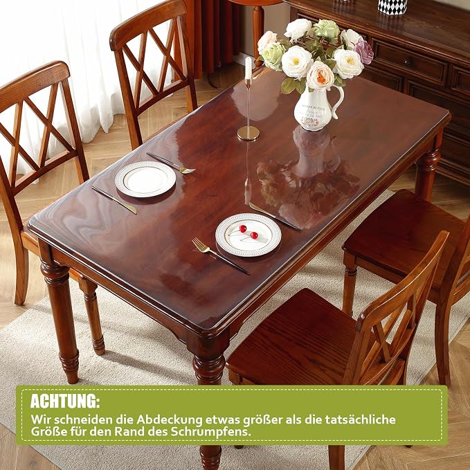 OstepDecor Clear Table Protector 36 x 72 Inch, 2mm Thick Plastic Table Cover - Image 4