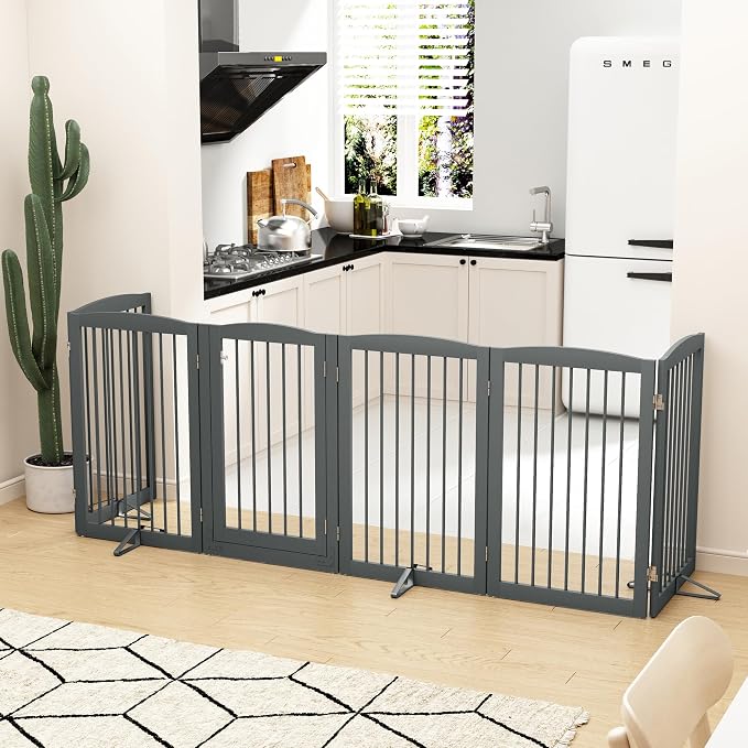 Freestanding Pet Gate with Door, Tall Dog Gate - Image 2