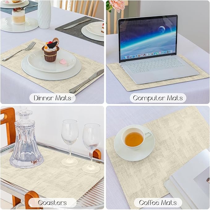 Romanstile Reversible Vinyl Placemats Set of 4, Faux Leather 100% Waterproof - Image 5