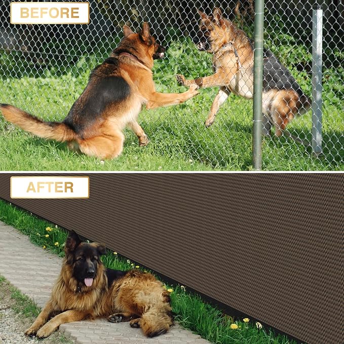 Privacy Fence Screen 8' x 50' Heavy Duty Mesh Windscreen Cloth Brown - Image 2