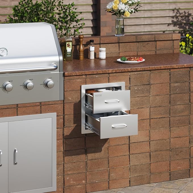 VEVOR Outdoor Kitchen Cabinets 14W x 14.3H x 23D Inch, BBQ Island Drawers - Image 2