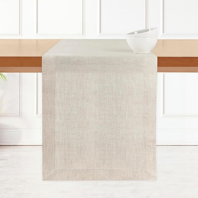 D'Moksha Homes Linen Light Natural Table Runner 90 Inches Long by DMokshaHomes